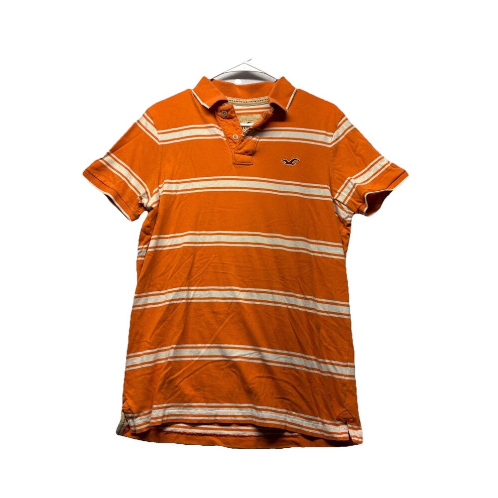 Hollister Striped Rugby Polo Shirt Size L Surfer Henley Preppy Casual Y2K 90's